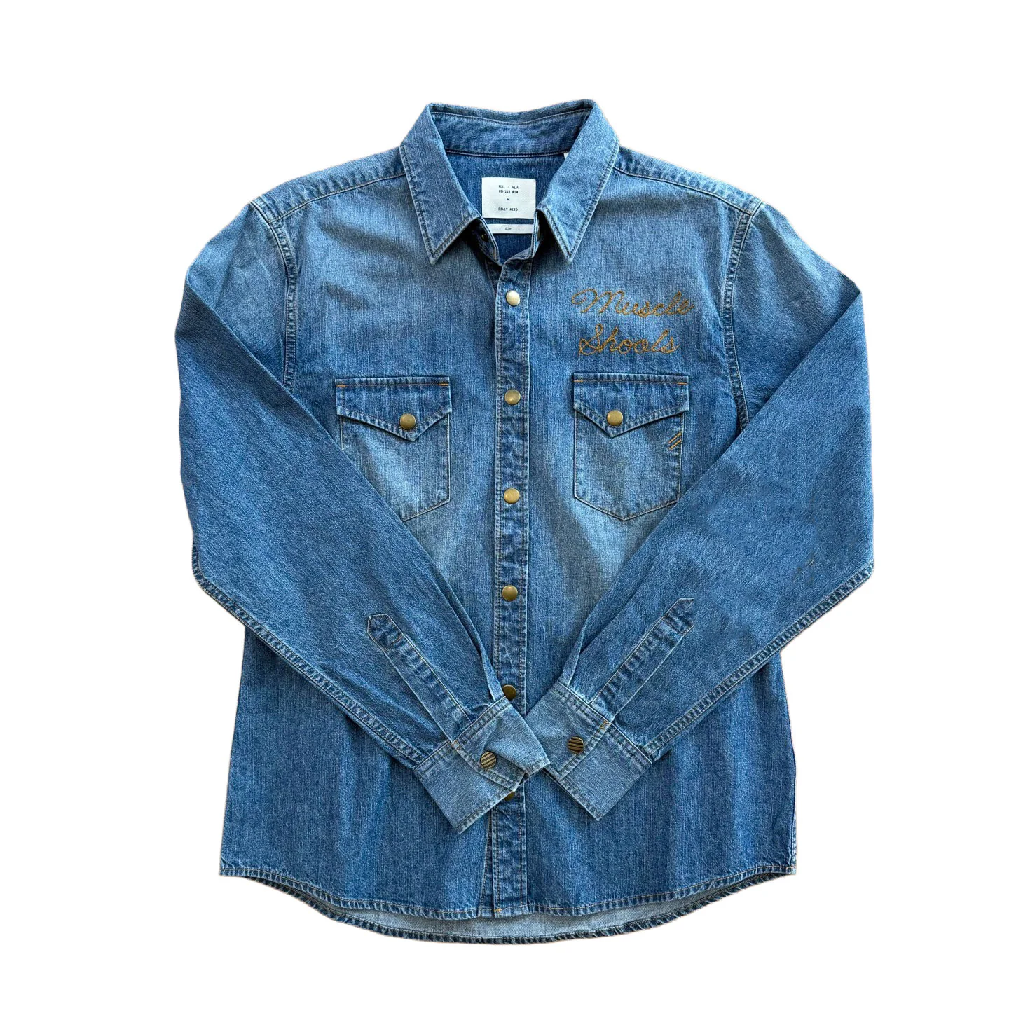 Billy Reid Shoals Embroidered Denim Shirt