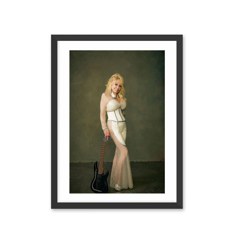 Framed Dolly Parton Standing with Guitar, 2024 Photo Print