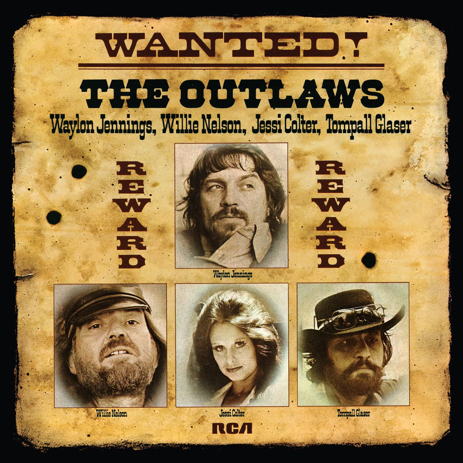 WAYLON JENNINGS, WILLIE NELSON, JESSI COLTER, TOMPALL GLASER: WANTED! THE OUTLAWS VINYL LP